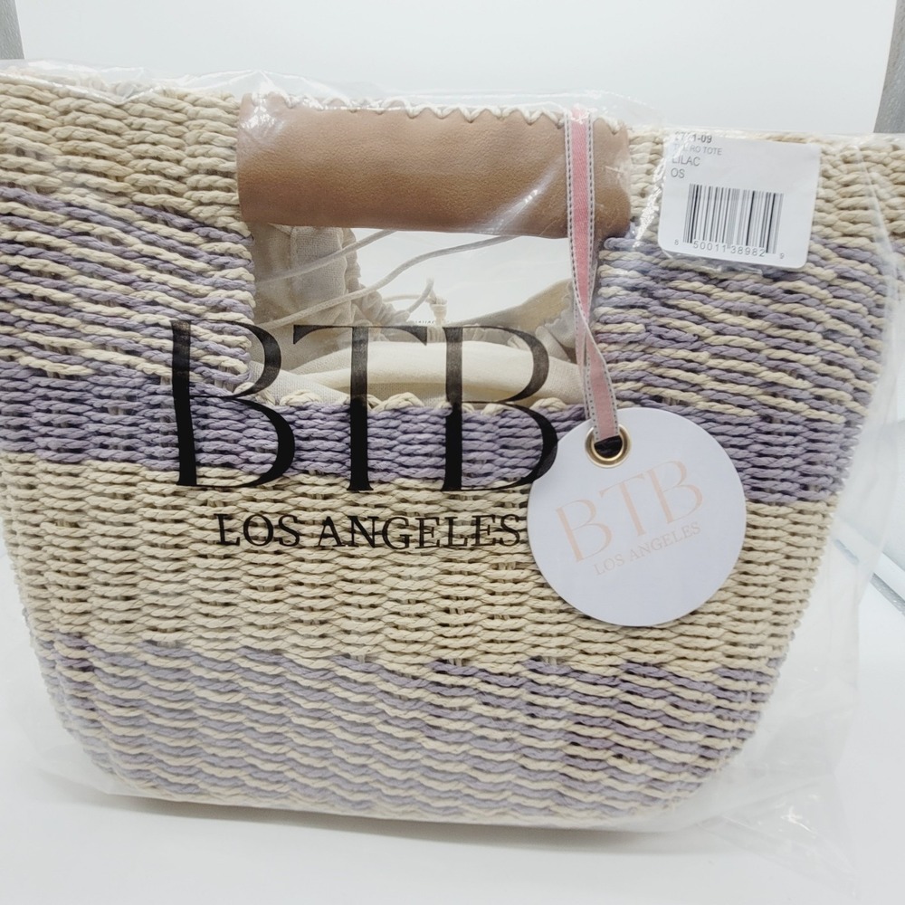 BTB Los Angeles Ro Tote in Lilac Women's‎ Large Woven Handbag Shoulder Purse - Picture 7 of 8